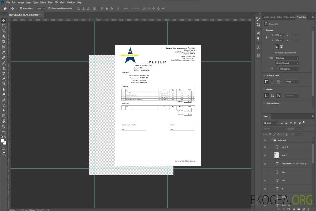 Modèle de fiche de paie Norstar Ship Management aux formats Word et PDF.pdf, 1 template